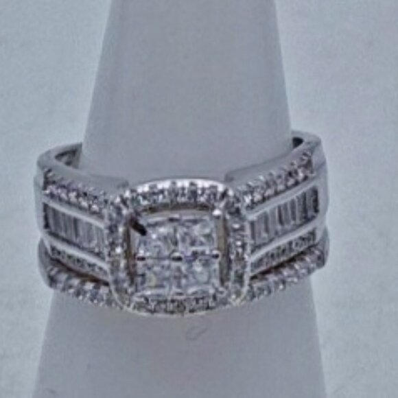 925 Sterling 2 pc Ehagement Ring with band and GENUINE Diamonds - Picture 7 of 11